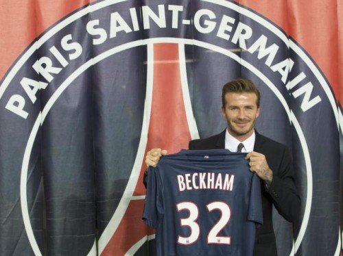 David Beckham en su presentación con el PSG